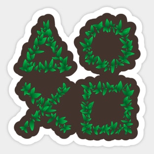 Green Leaf Game Play Buttons Sticker